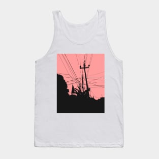 Landscape outside in the small city as a silhouette Tank Top